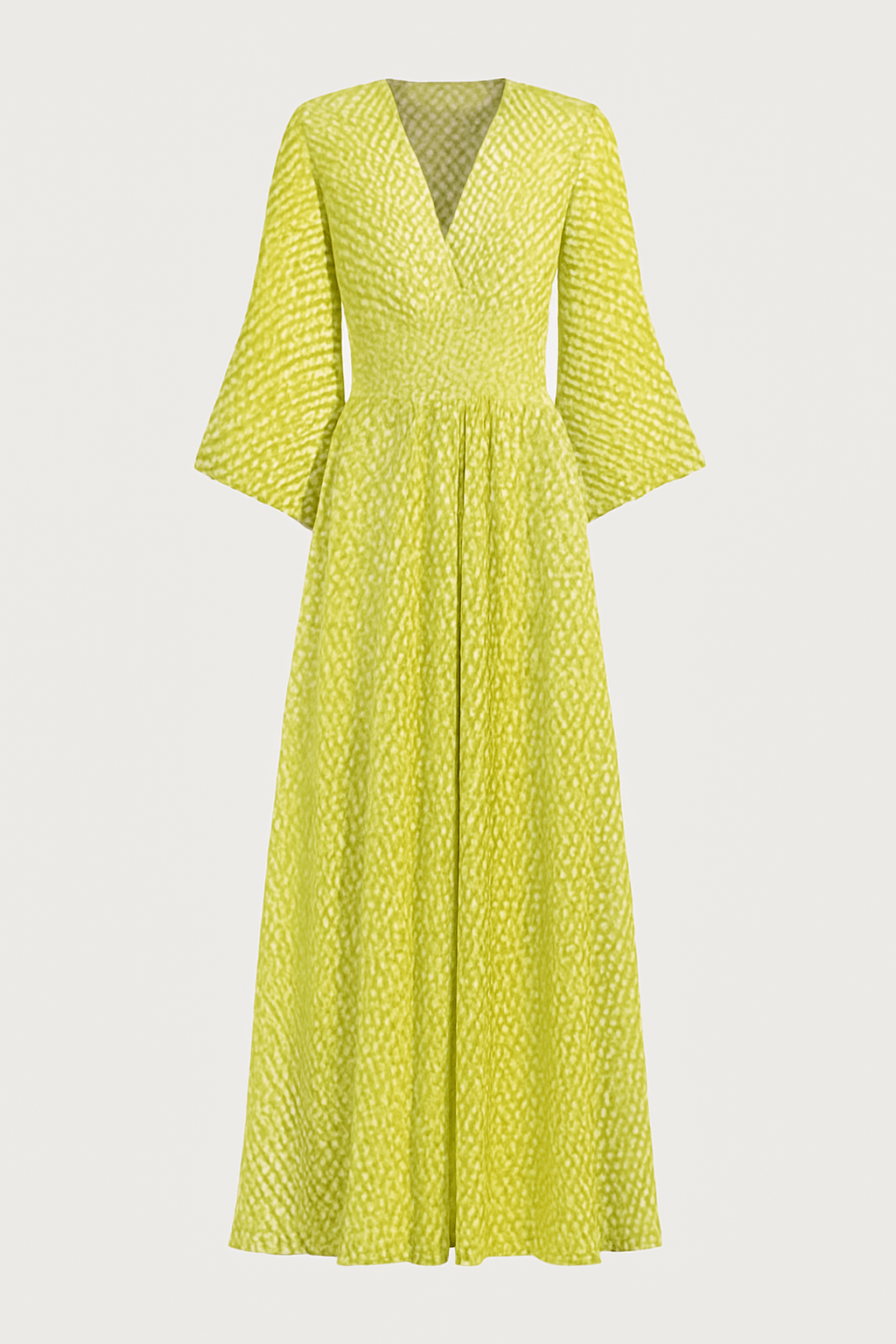 Noelle | Women's Summer Maxi Dress – Wrap Style – Flared Sleeves & Checkered Pattern