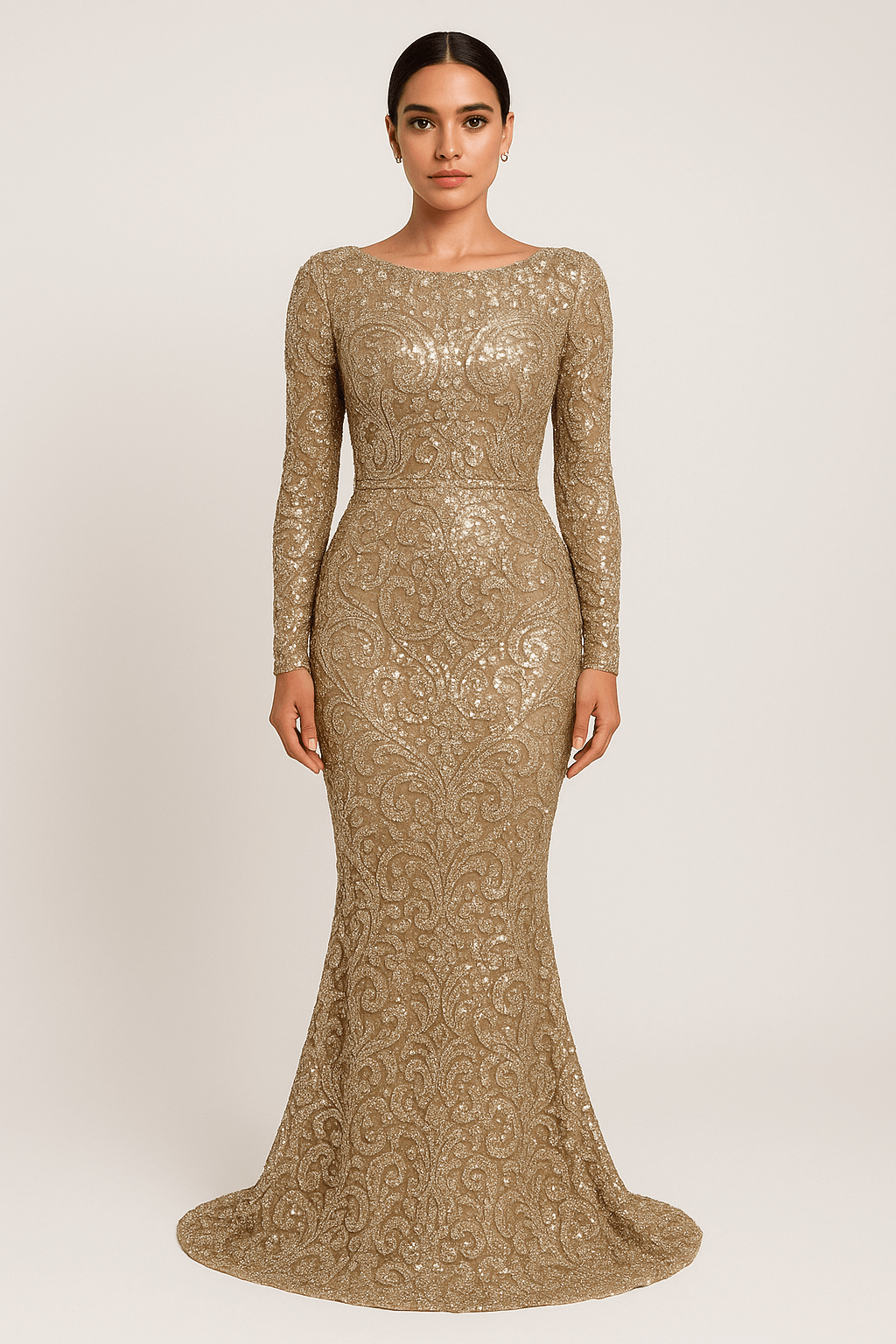 Lottie | Women's Evening Gown – Slim Fit Mermaid Design – Embellished Sheer Fabric for Formal Events