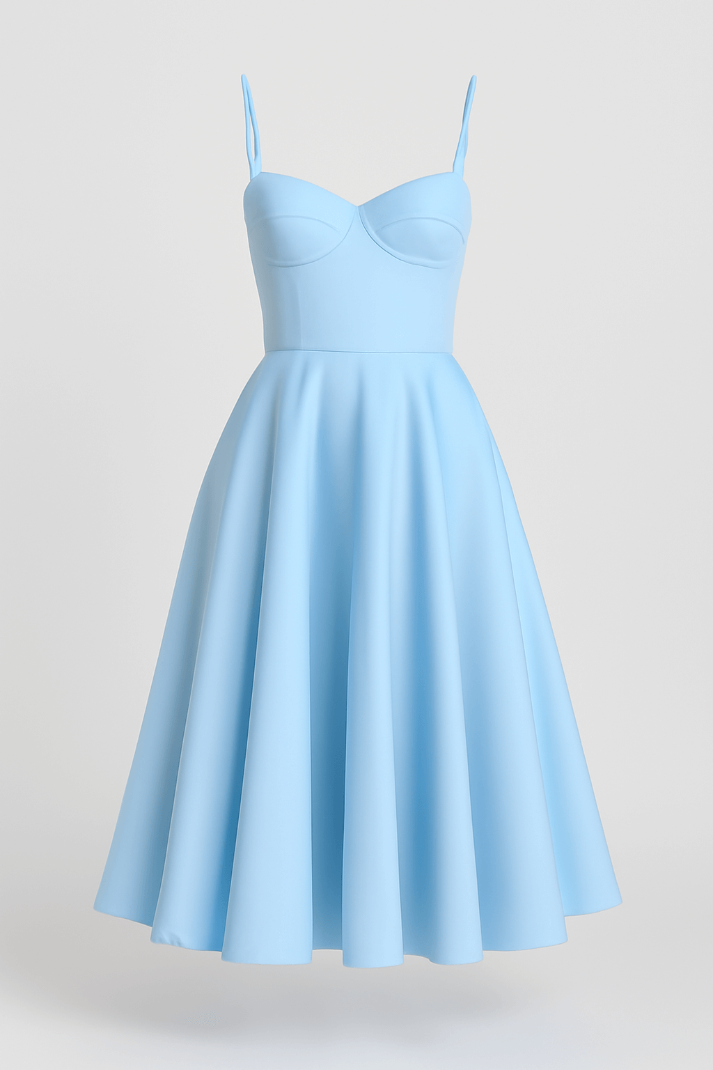 Celeste | Women's Elegant A-Line Midi Dress – Spaghetti Straps with Lace Detail – Perfect for Summer & Formal Events