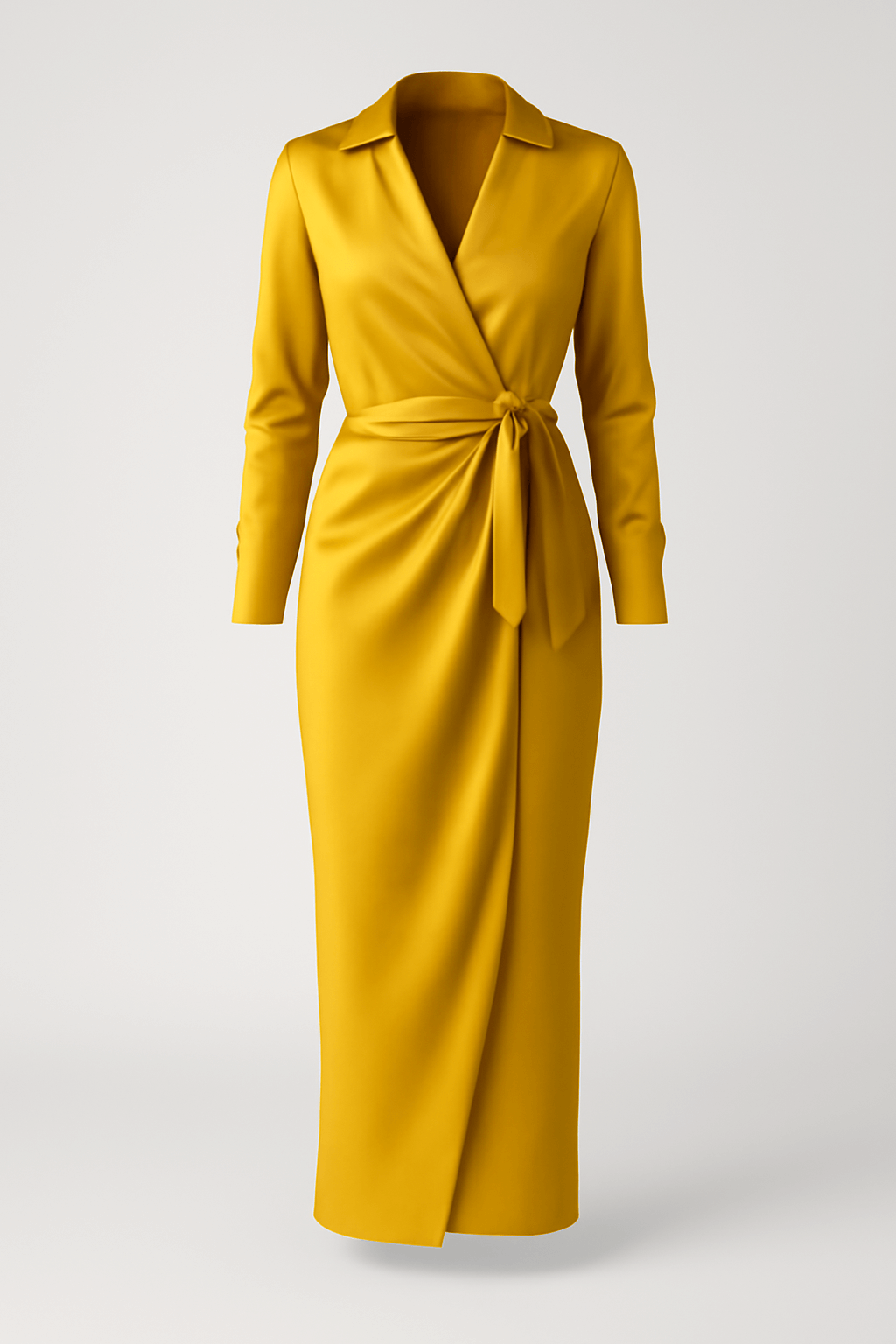 Anya | Women's Formal Dress – Elegant Silk Satin Wrap with Long Sleeves & V-Neck