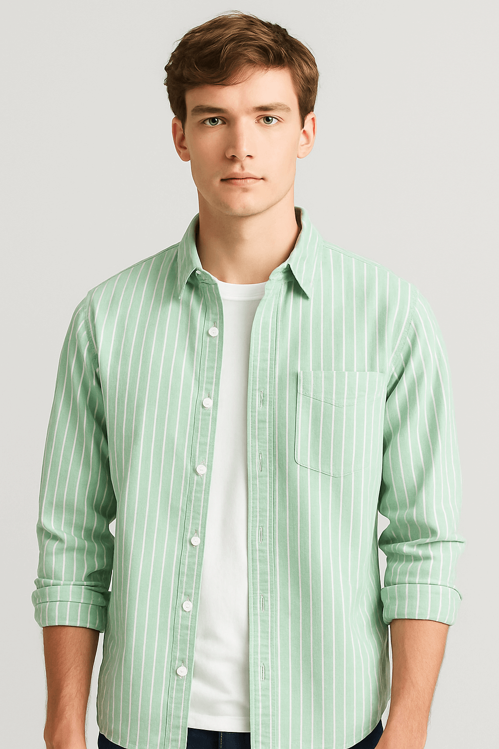 Jake | Men's Linen Shirt – Casual Relaxed Fit with Breathable Vertical Stripes