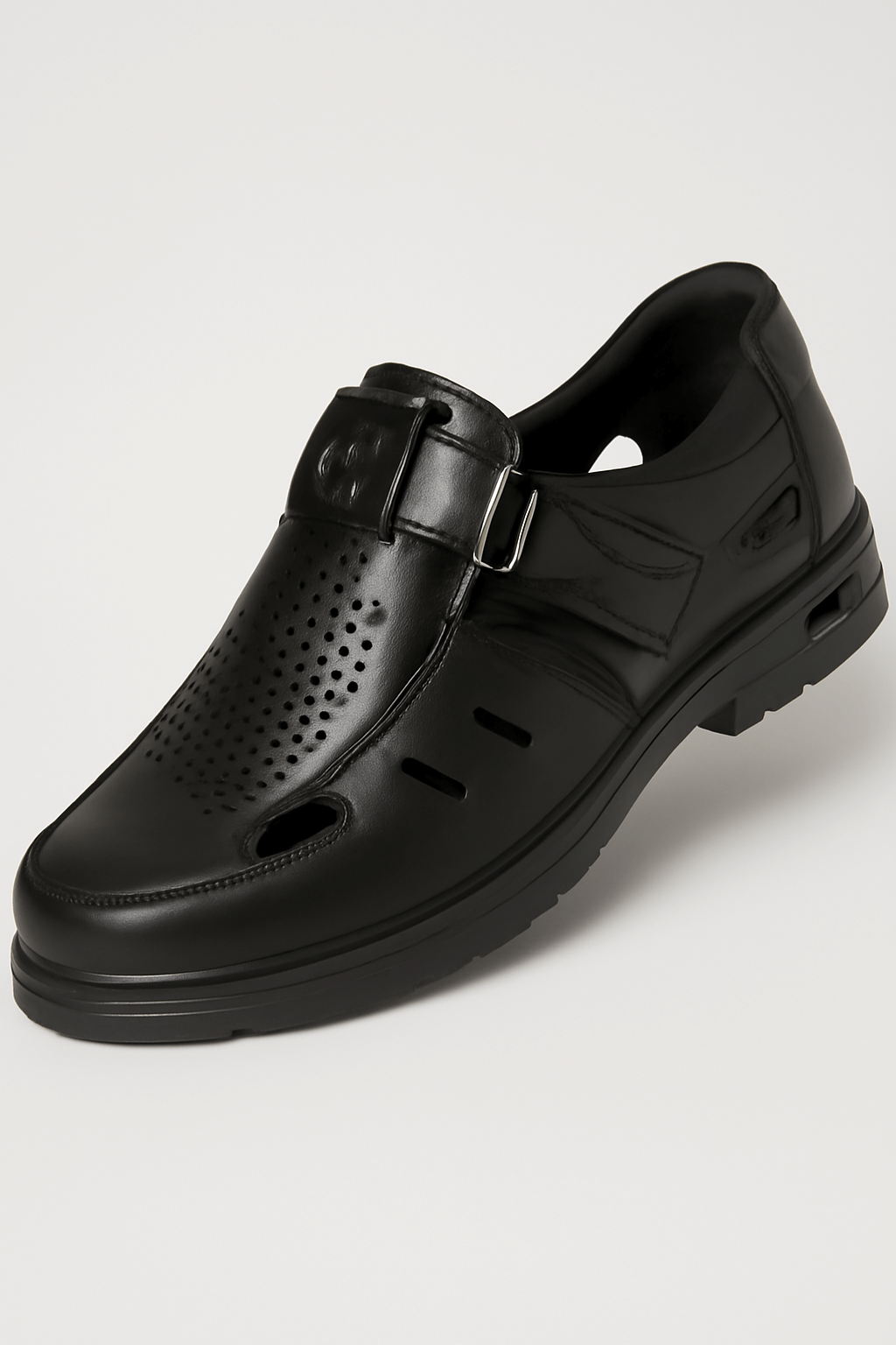 Kai | Men's Sandals – Closed Toe Leather – Breathable Cut-Out Design & Adjustable Buckle Strap