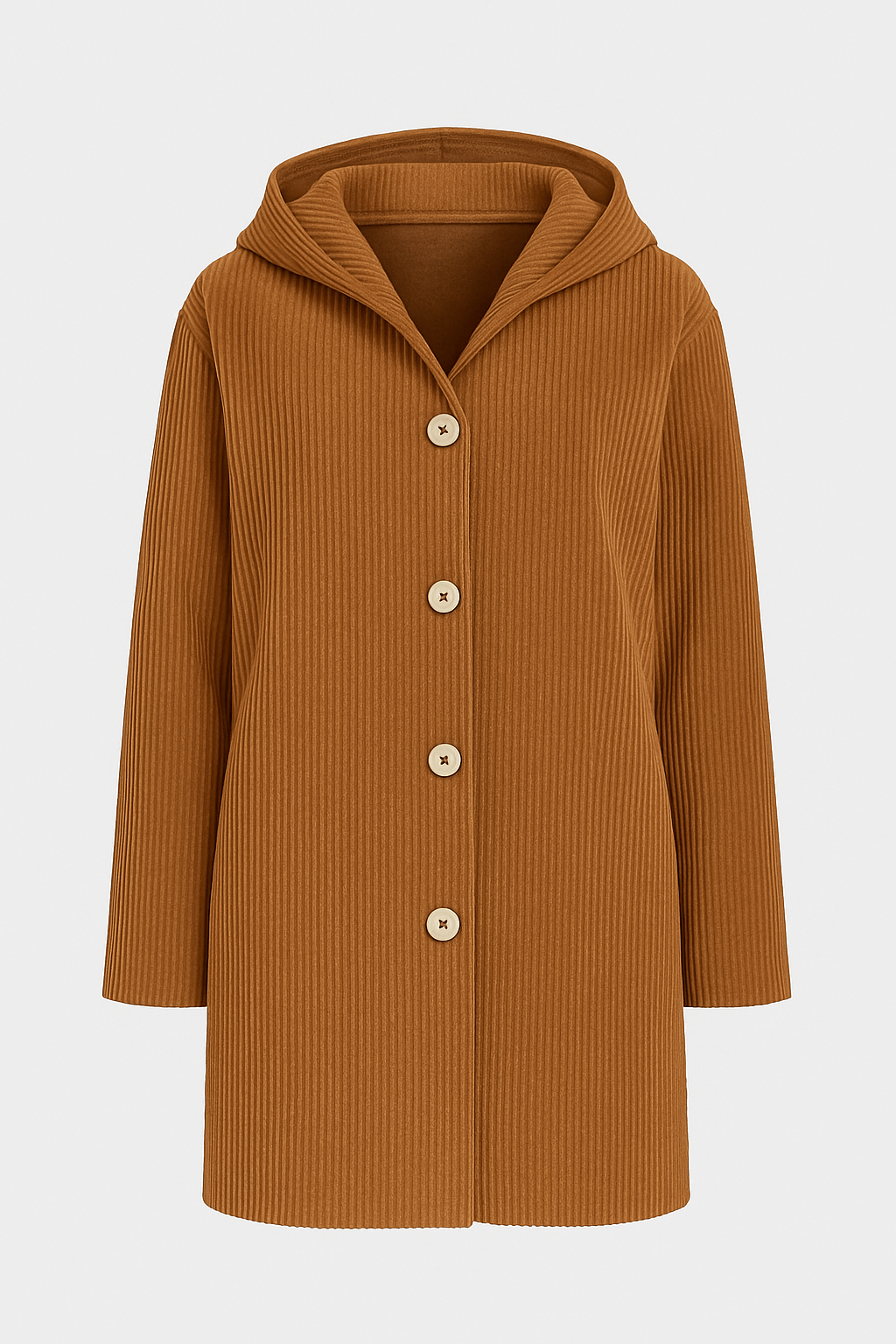 Calista | Women’s Corduroy Hooded Jacket - Side Button Detail - Relaxed Fit