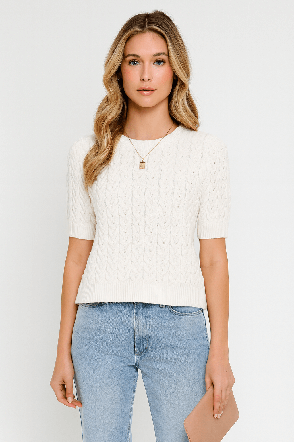 Selah | Casual Knitted Short Sleeve Top - Soft Breathable Polyester - Relaxed Fit