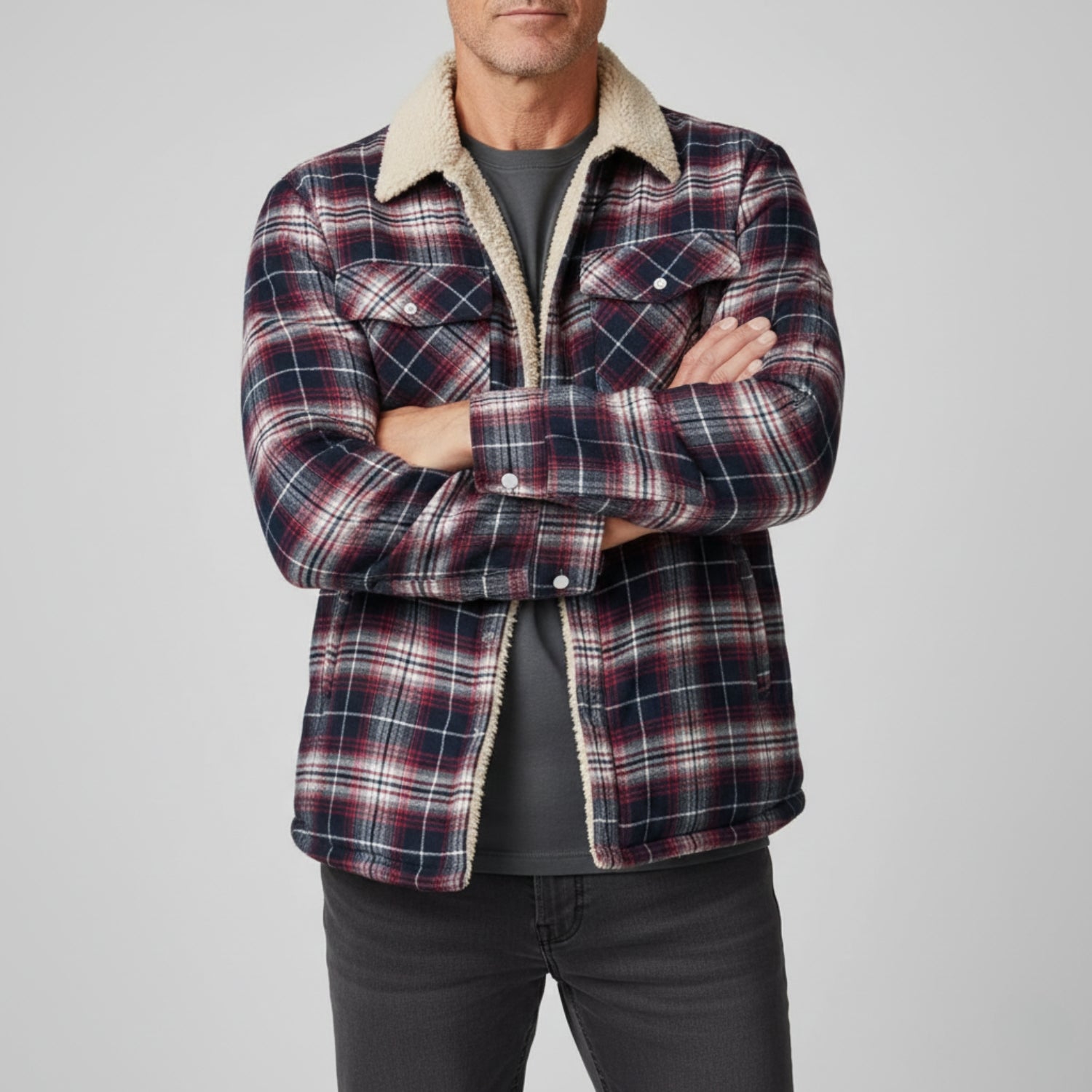 Stoneburry | Soft fleece plaid jacket