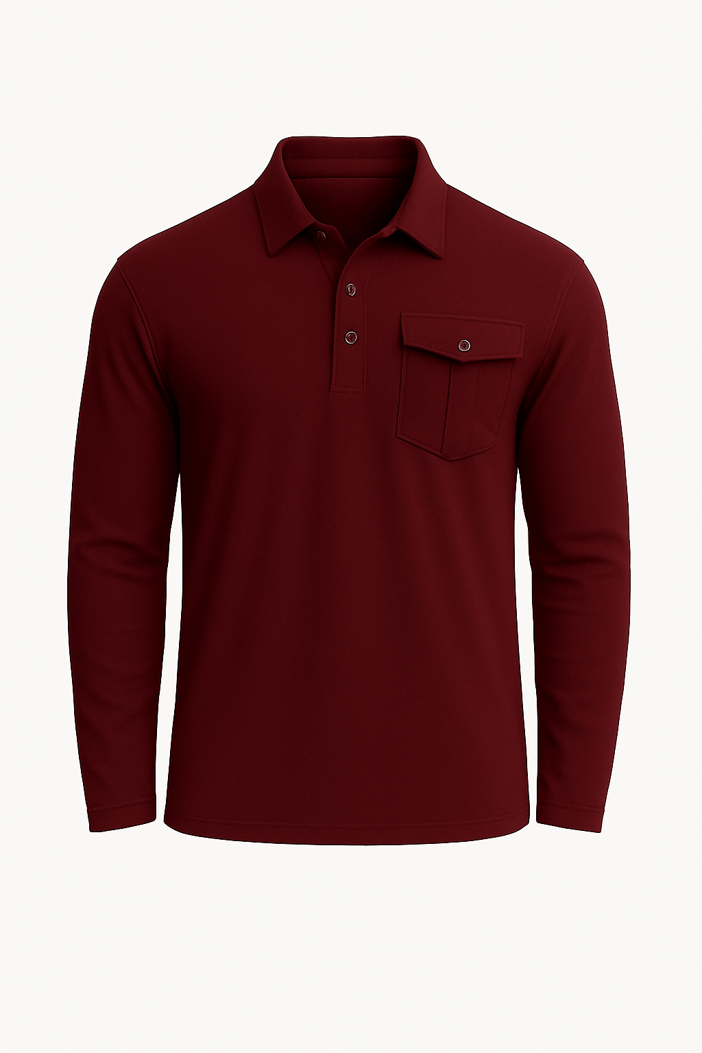 Jarrod | Men’s Slim Fit Cotton Henley Polo Shirt - Stand Collar - Chest Pocket - All-Season Wear
