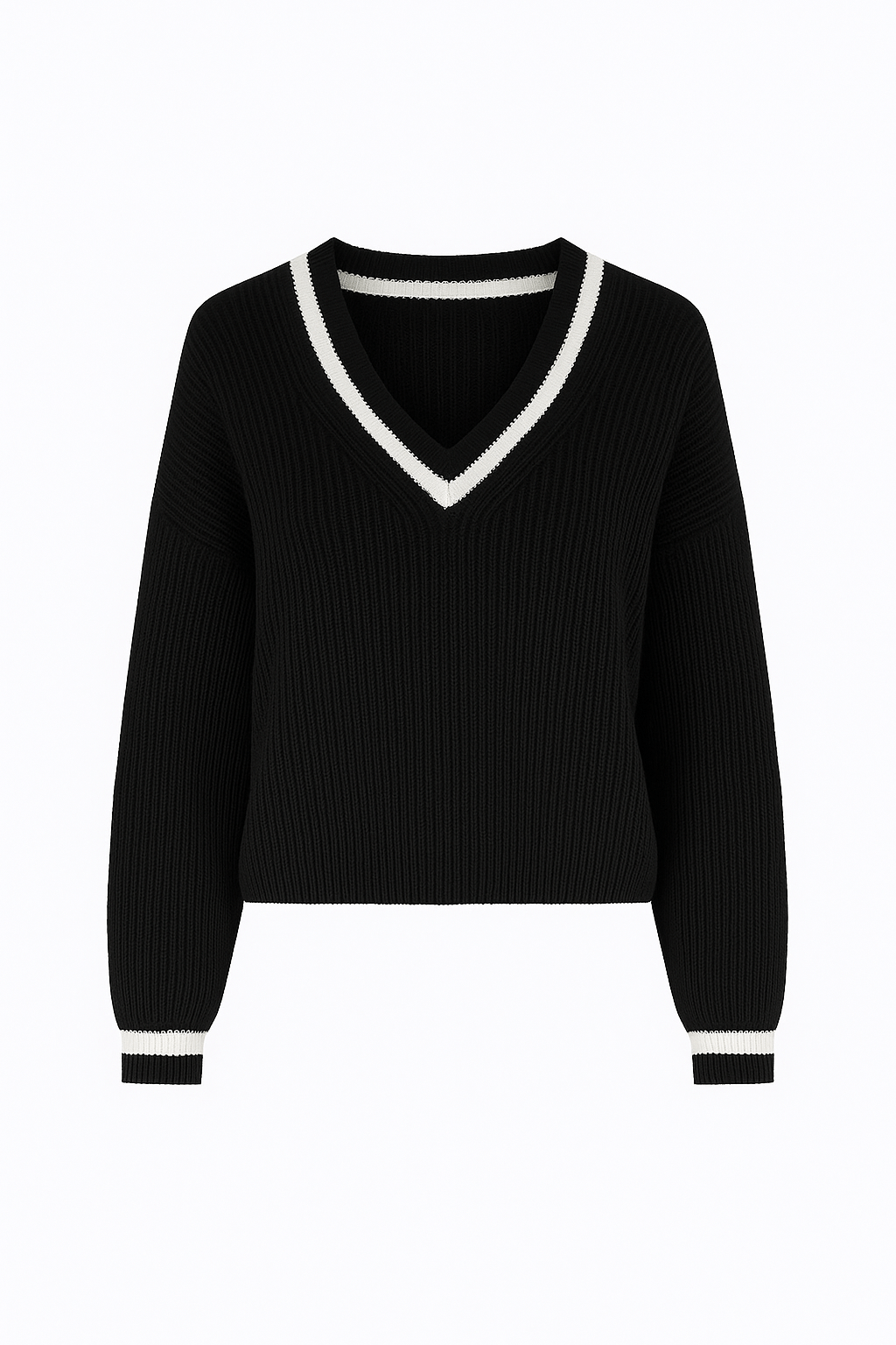 Tessa | Effortless Style - Women’s Striped V-Neck Sweater - Relaxed Fit - Ribbed Cuffs & Hem