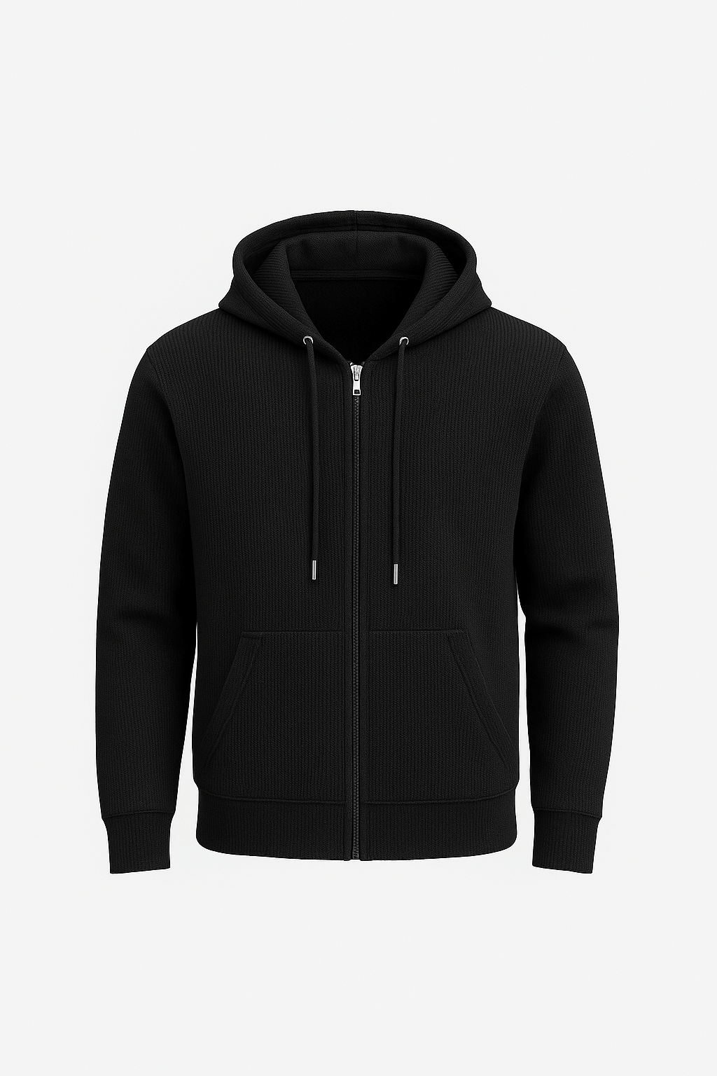 Dorian | Men’s Waffle Texture Hooded Jacket - Full Zip Closure - Regular Fit - Midweight Layer