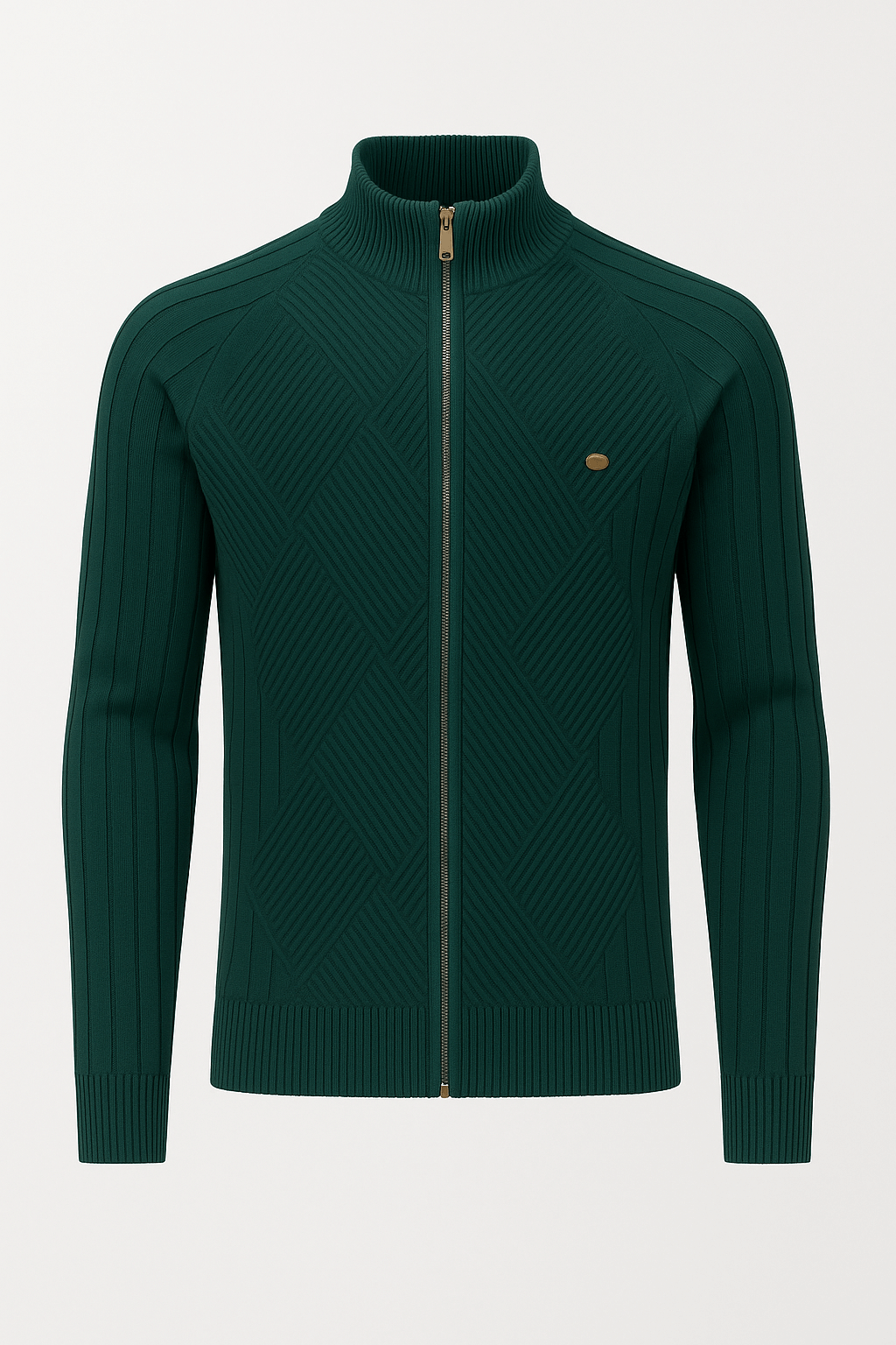 Everett | Men’s Wool Blend Knitted Jacket - High Collar - Ribbed Cuffs - Zipper Front