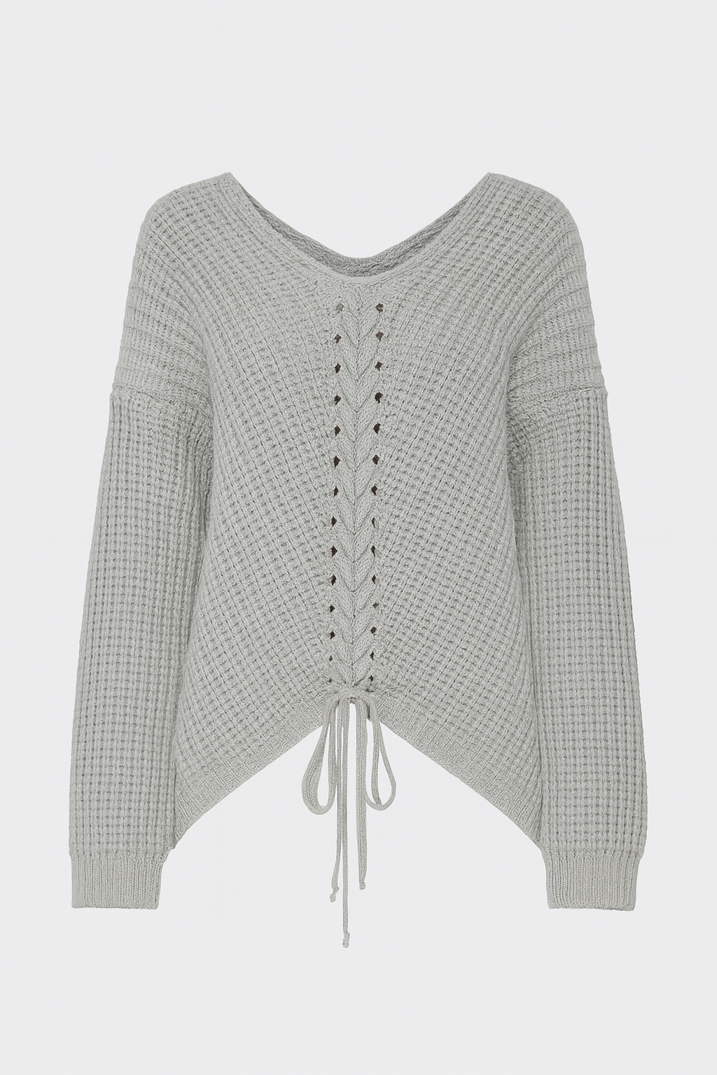 Meredith | Women's Sweater - Braided Front Detail - Round Neck - Soft Acrylic Knit