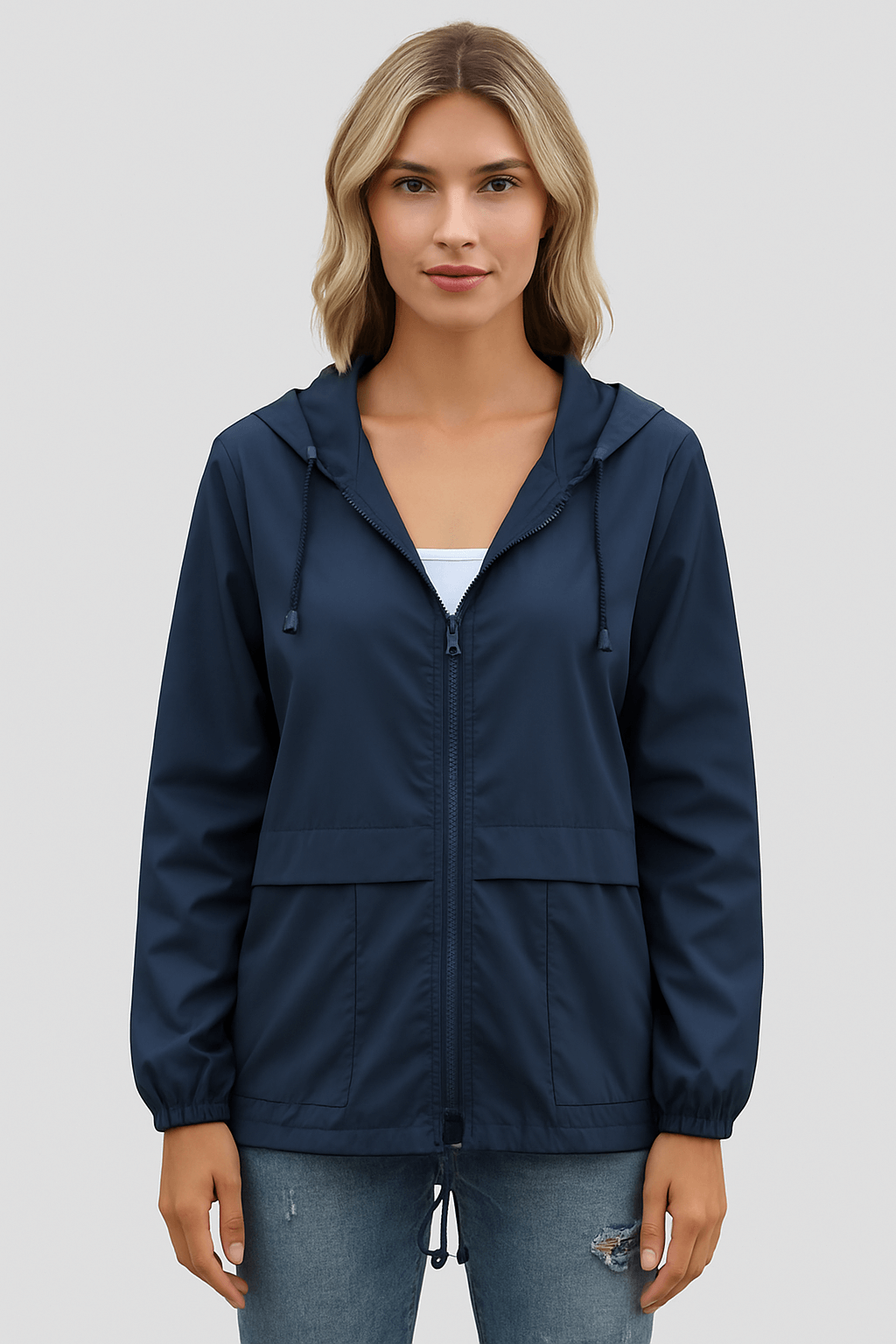 Paloma | Women’s Hooded Windbreaker - Lightweight Polyester - Adjustable Drawstrings - Zip-Up Front