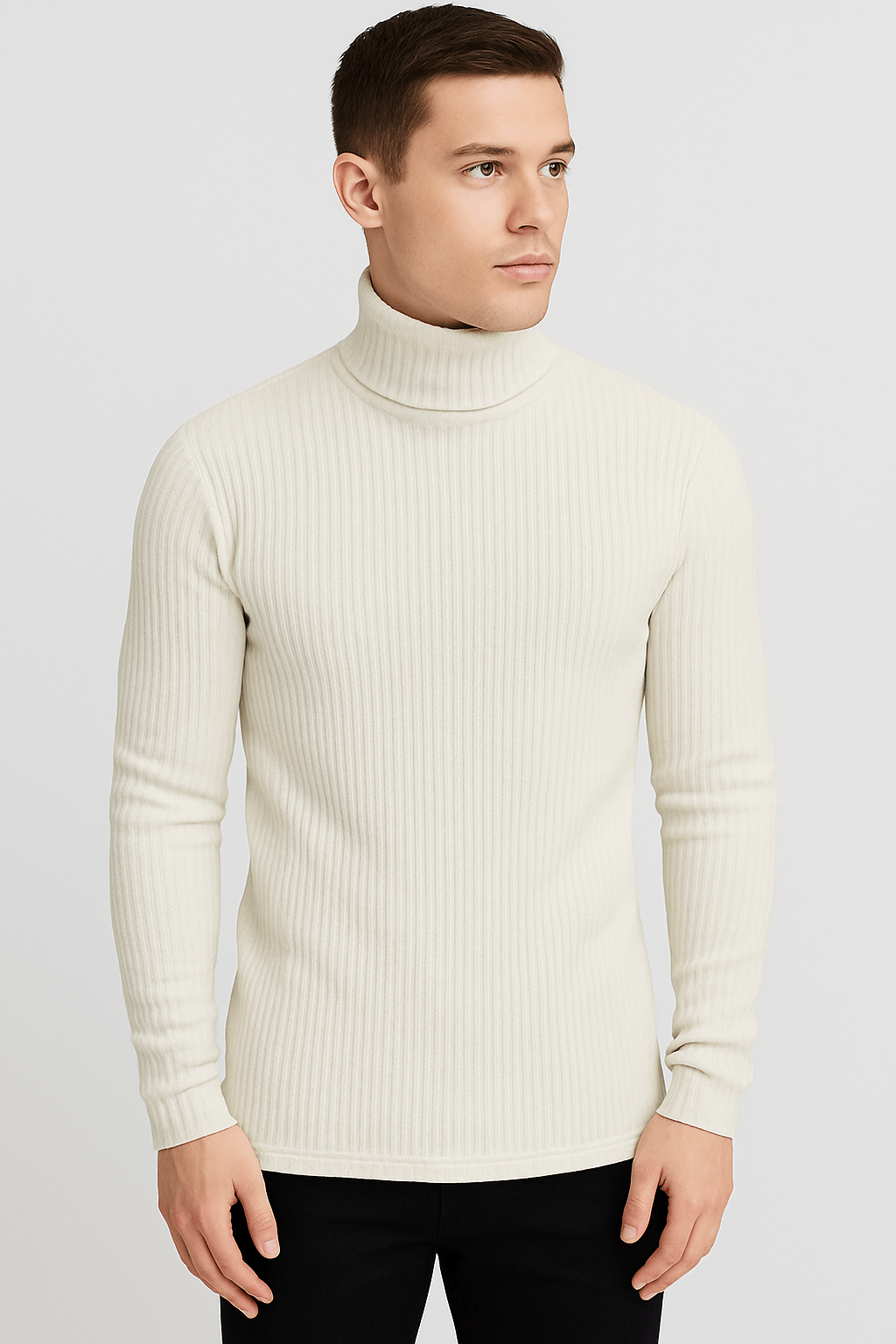 Jasper | Men's Slim Fit Turtleneck Sweater - Ribbed Knit - Soft Cotton Blend - Fall Layering