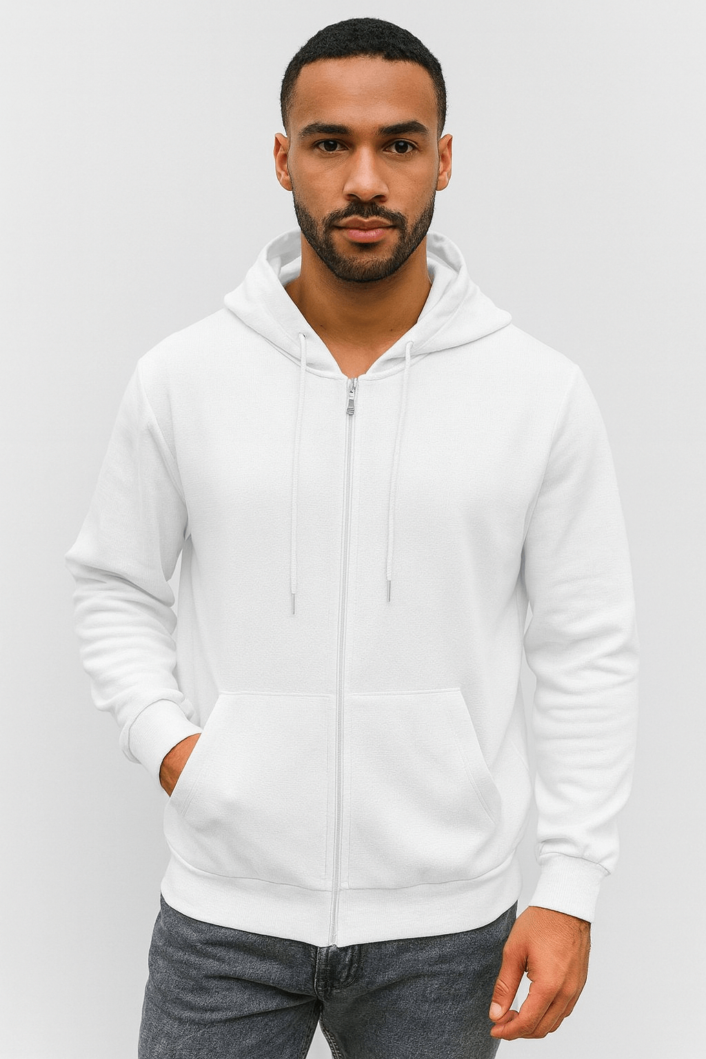 Dorian | Men’s Waffle Texture Hooded Jacket - Full Zip Closure - Regular Fit - Midweight Layer
