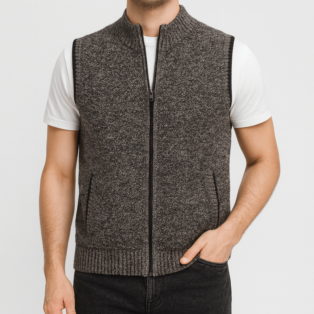 Stoneburry | Wool blend zip-up sweater vest