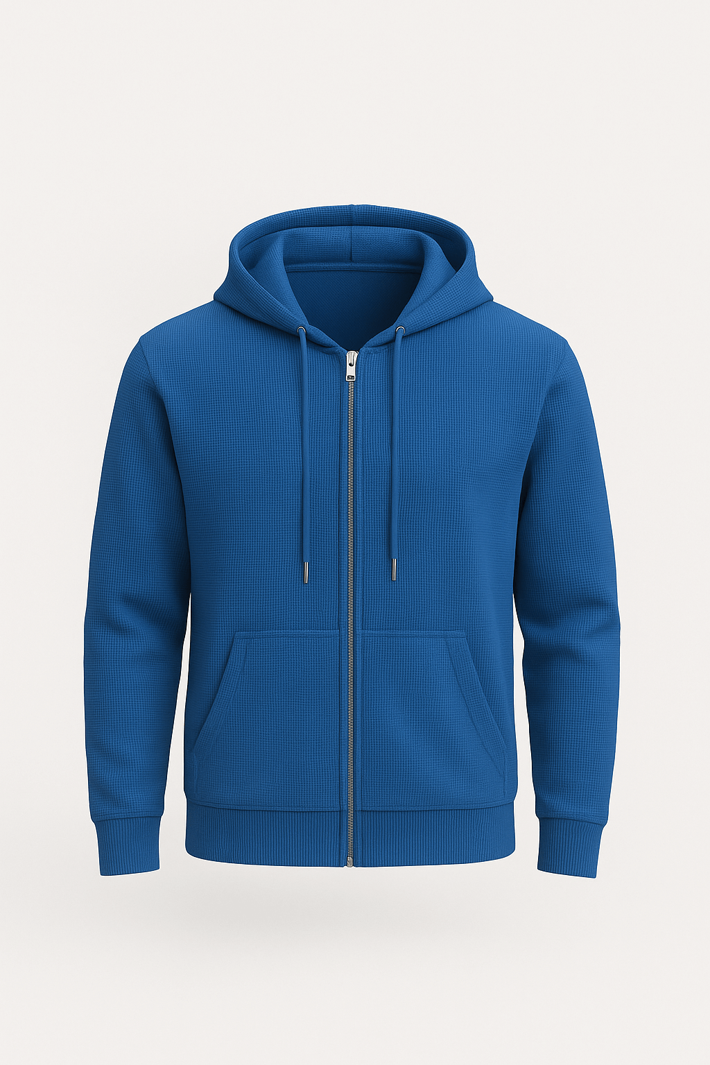 Dorian | Men’s Waffle Texture Hooded Jacket - Full Zip Closure - Regular Fit - Midweight Layer