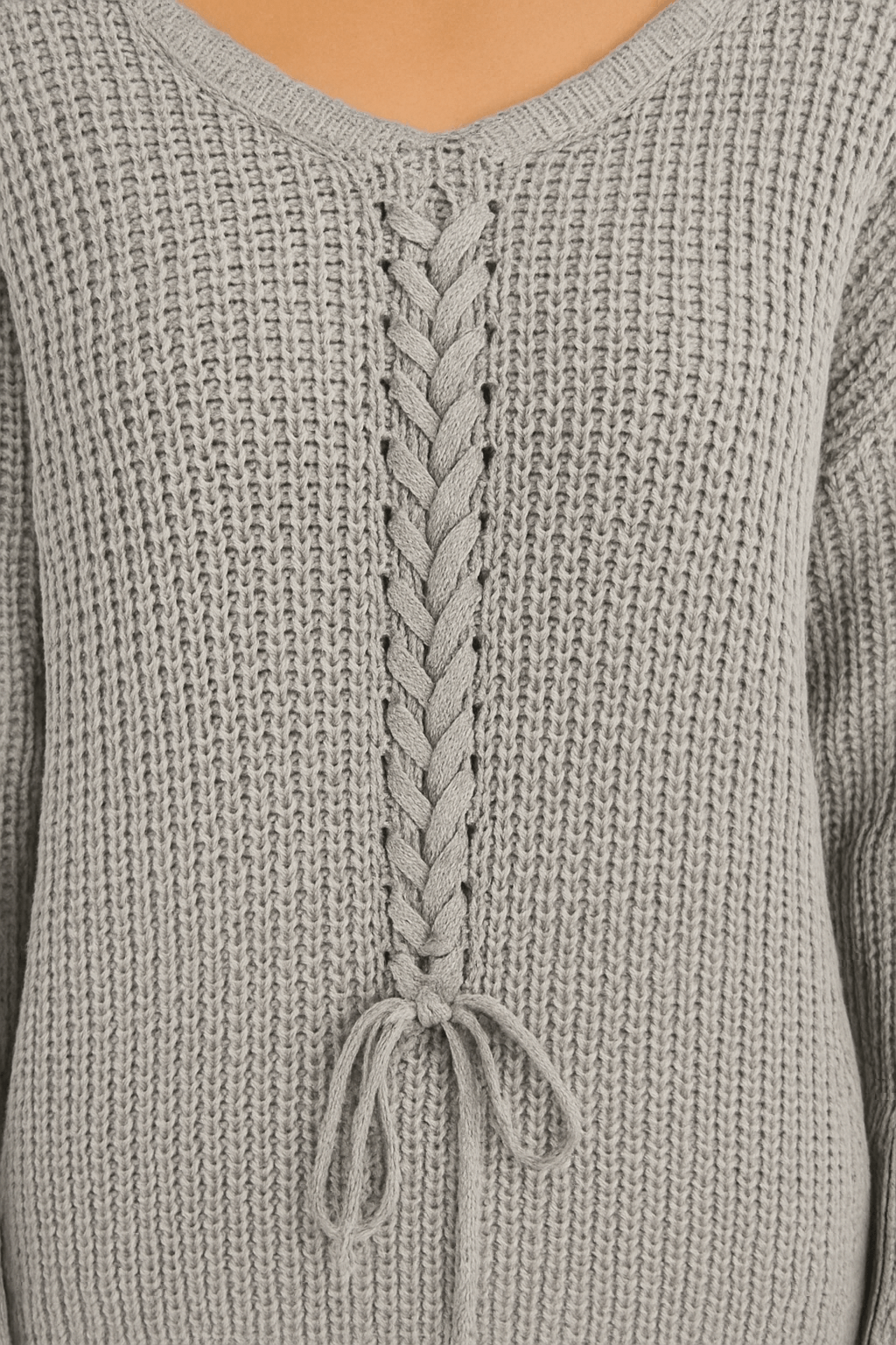 Meredith | Women's Sweater - Braided Front Detail - Round Neck - Soft Acrylic Knit