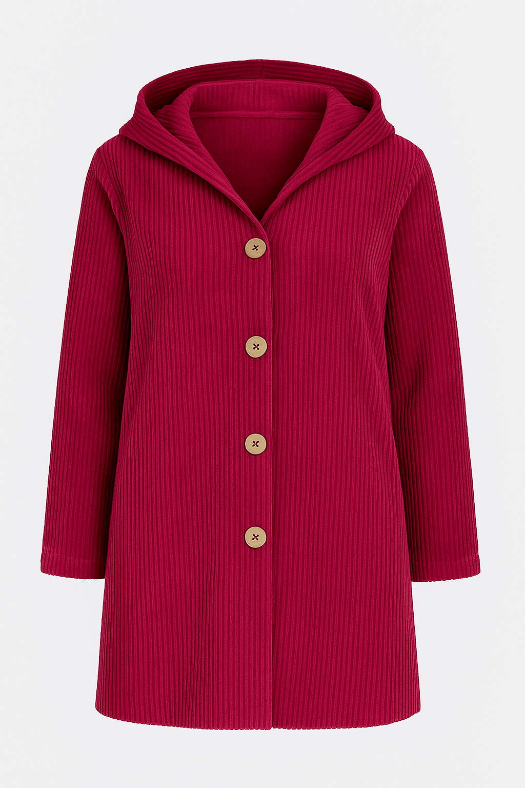 Calista | Women’s Corduroy Hooded Jacket - Side Button Detail - Relaxed Fit