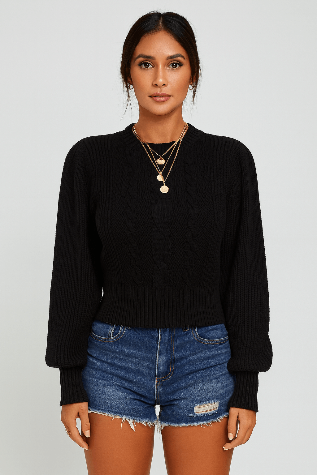 Brianna | Women's Oversized Cardigan Sweater – Cozy Knit with Lantern Sleeves