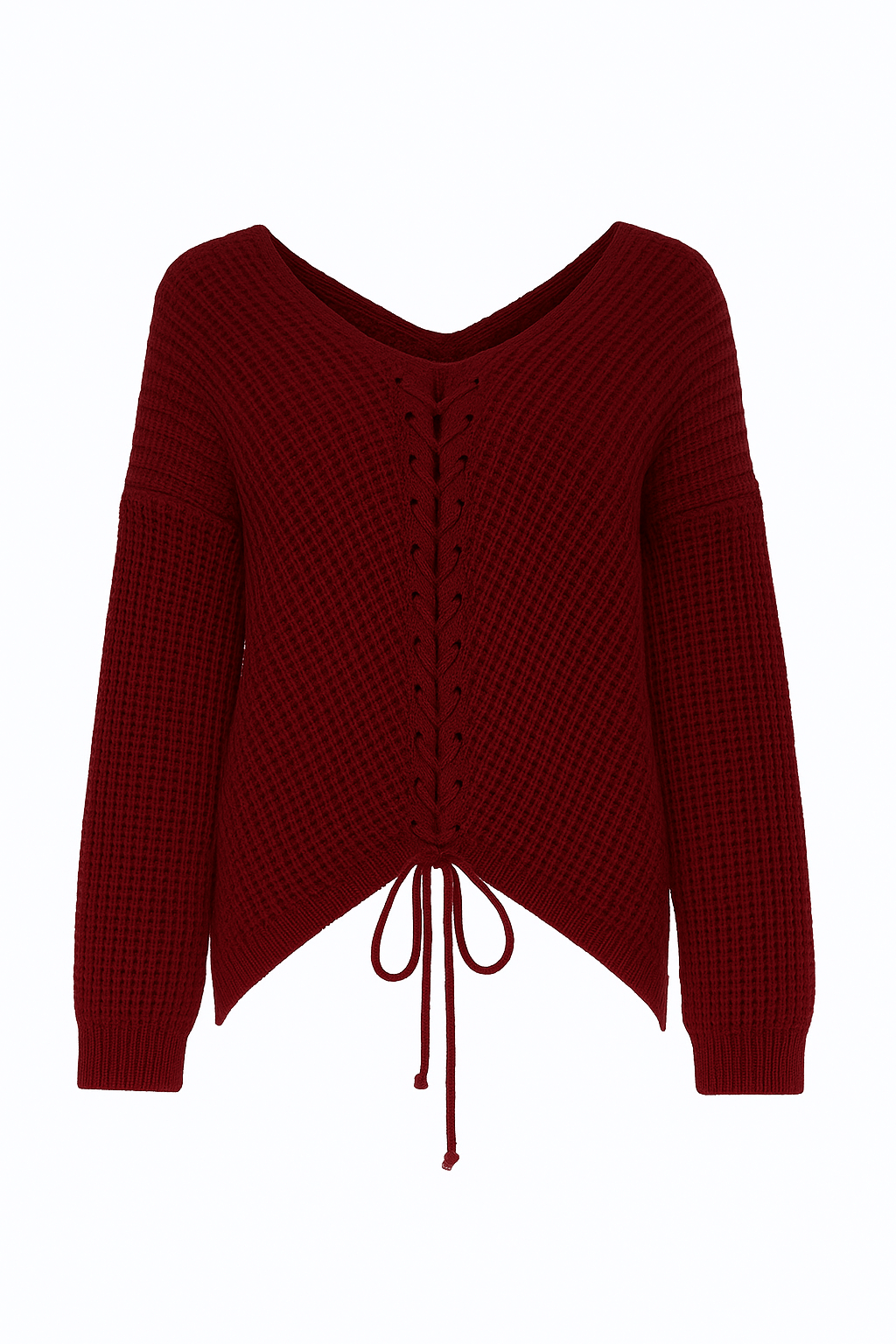 Meredith | Women's Sweater - Braided Front Detail - Round Neck - Soft Acrylic Knit