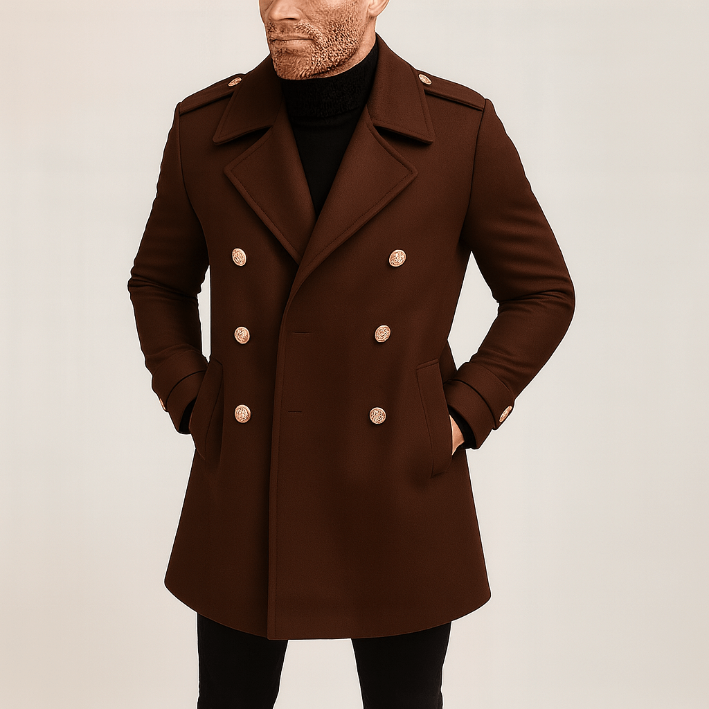 Stoneburry | Double-Breasted Wool Blend Mid-Length Coat