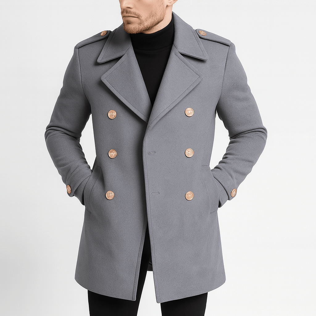 Stoneburry | Double-Breasted Wool Blend Mid-Length Coat