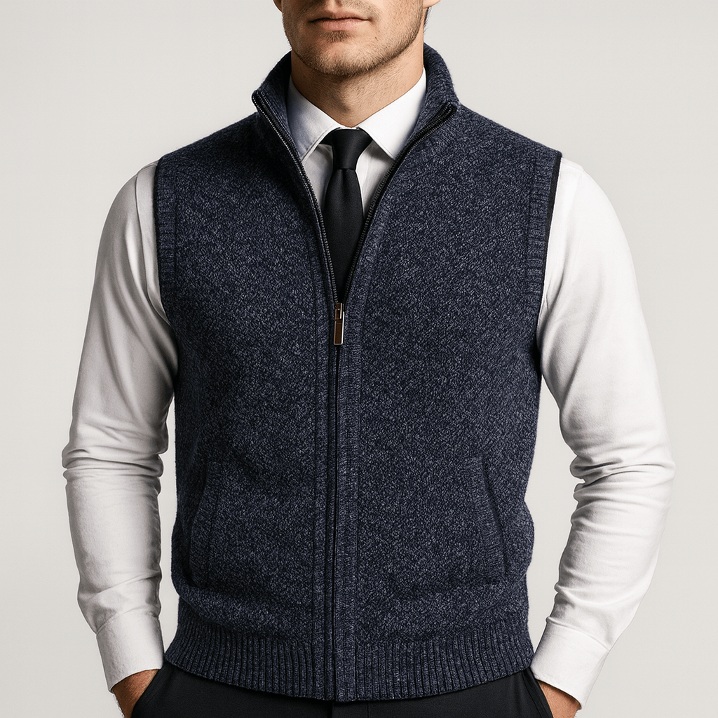 Stoneburry | Wool blend zip-up sweater vest