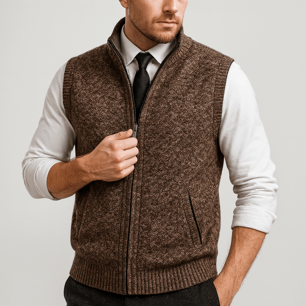 Stoneburry | Wool blend zip-up sweater vest