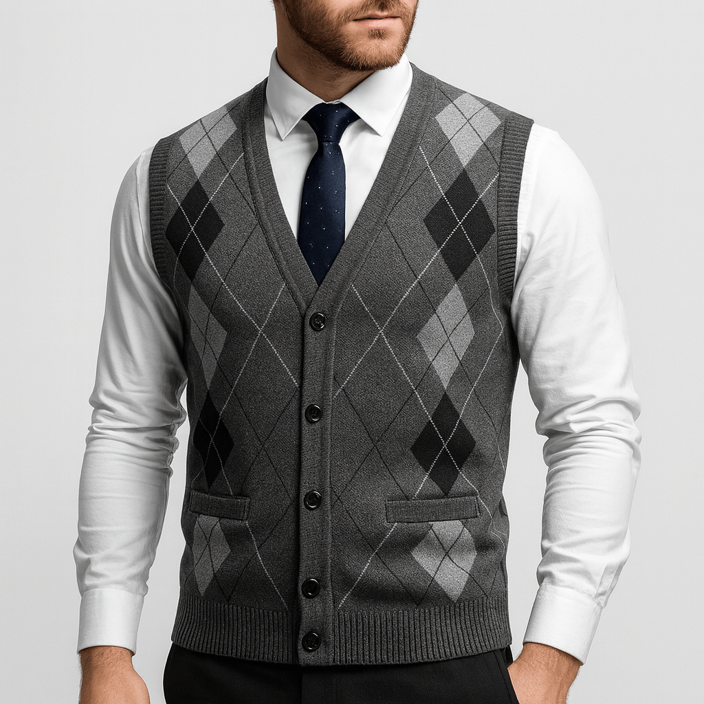Stoneburry | Diamond pattern knit vest