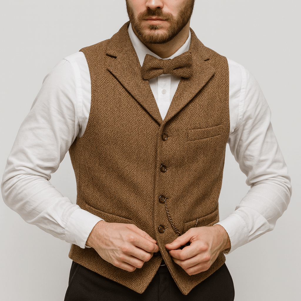 Stoneburry | Slim fit vest with lapel collar