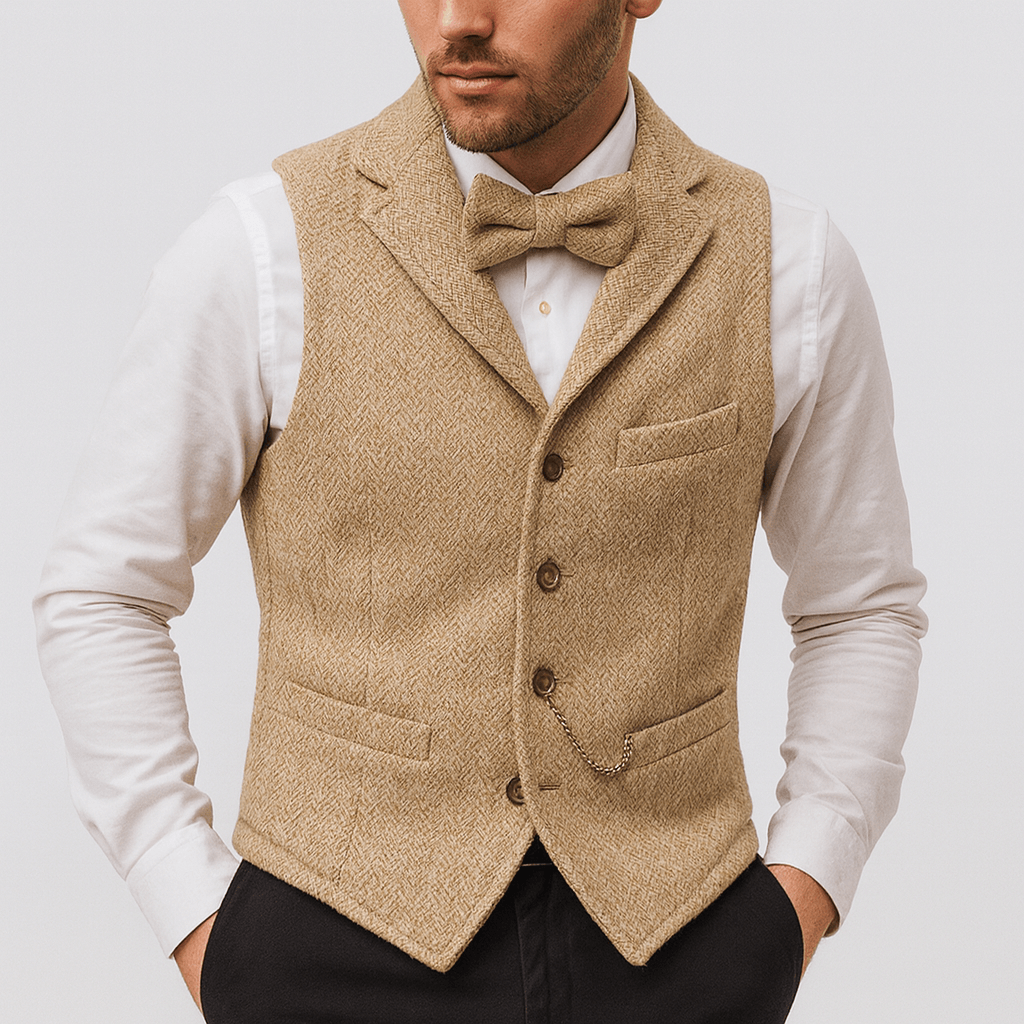Stoneburry | Slim fit vest with lapel collar