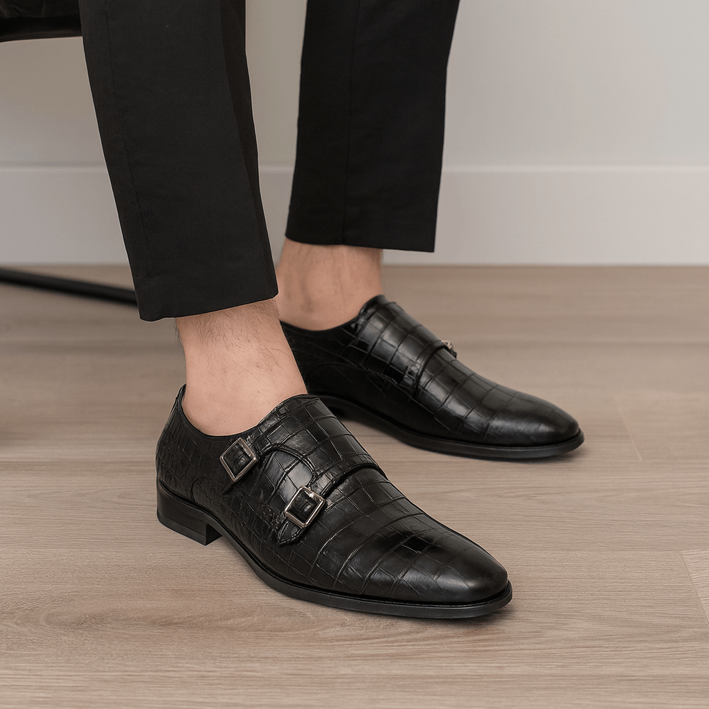 Stoneburry | Premium PU leather black oxford shoes