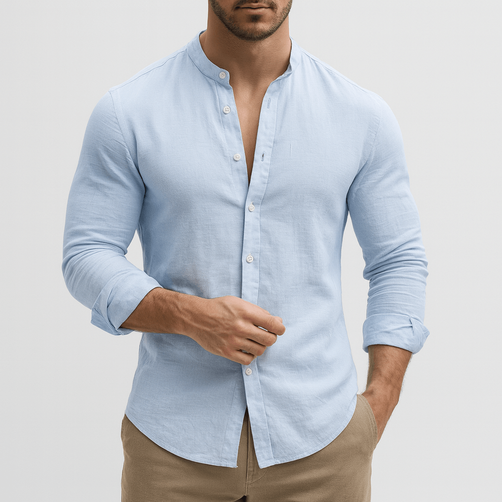 Stoneburry | Breathable linen-cotton blend long sleeve shirt