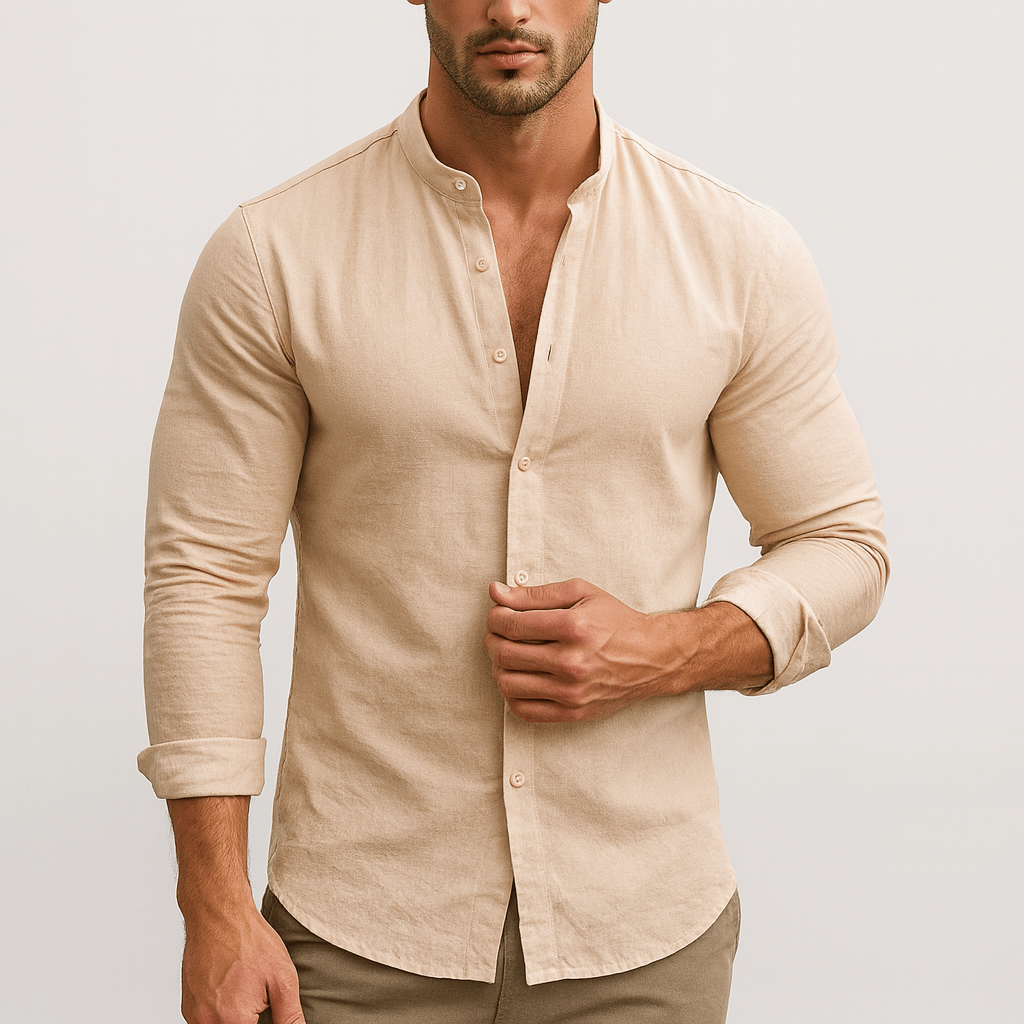 Stoneburry | Breathable linen-cotton blend long sleeve shirt