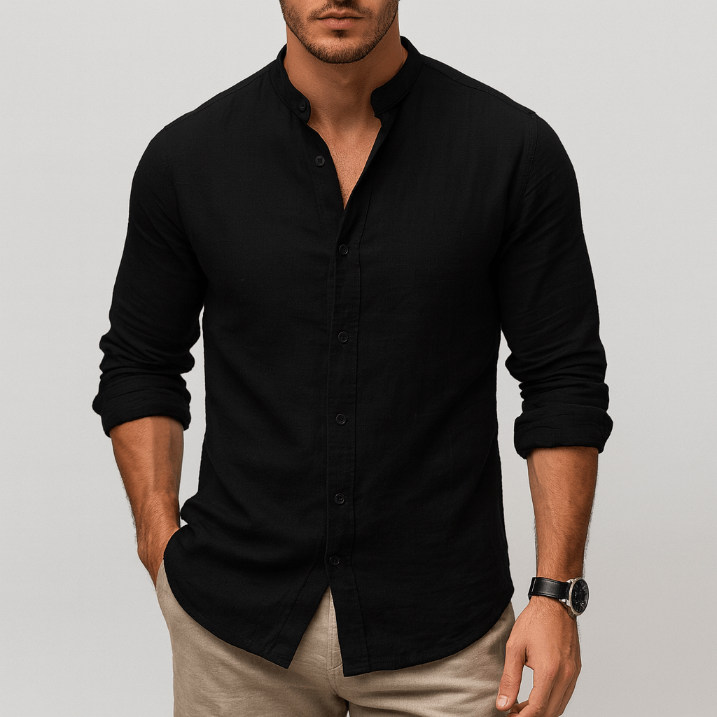 Stoneburry | Breathable linen-cotton blend long sleeve shirt
