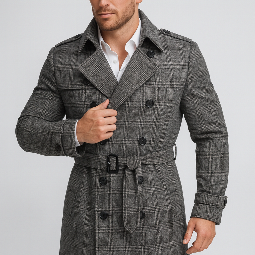 Stoneburry | Insulated plaid trench coat