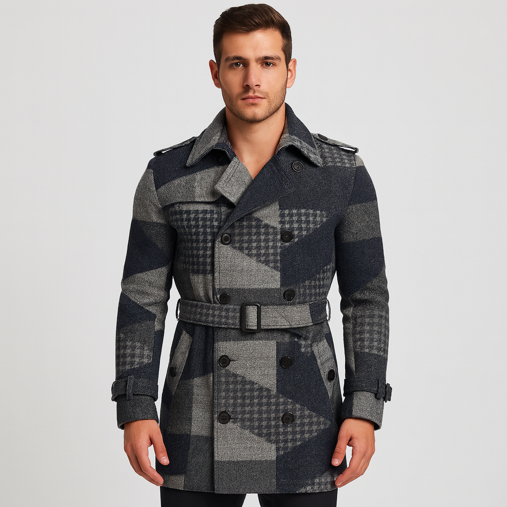 Stoneburry | Insulated plaid trench coat