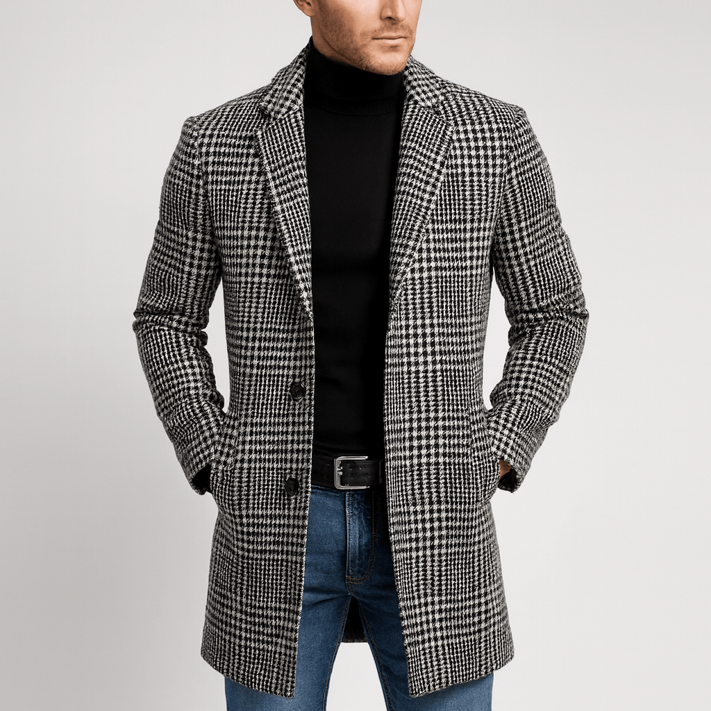 Stoneburry | Slim fit checkered trench coat