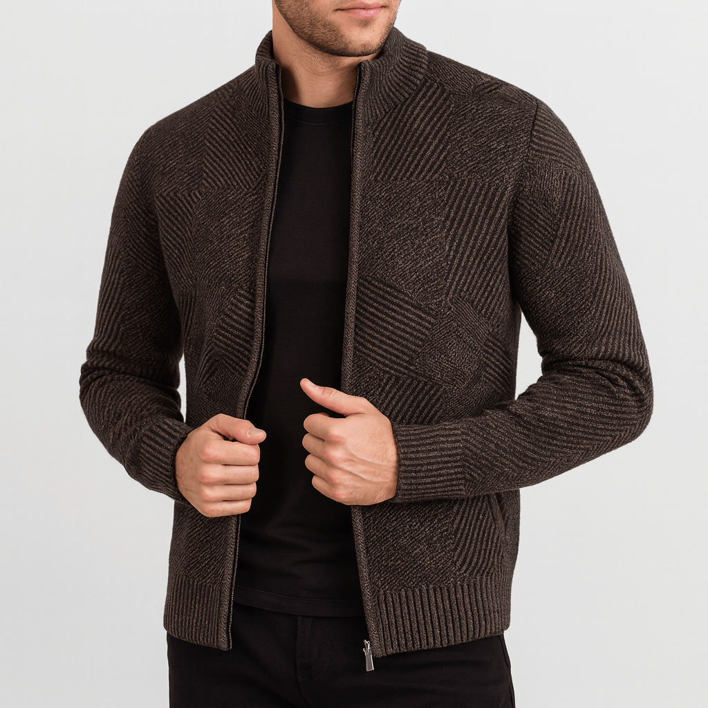 Stoneburry | Geometric thick knit cardigan jacket