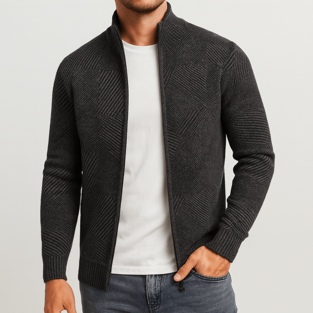 Stoneburry | Geometric thick knit cardigan jacket