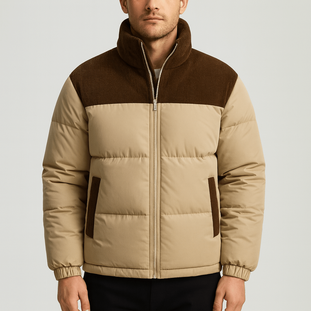 Stoneburry | Quilted insulation puffer jacket with corduroy yoke