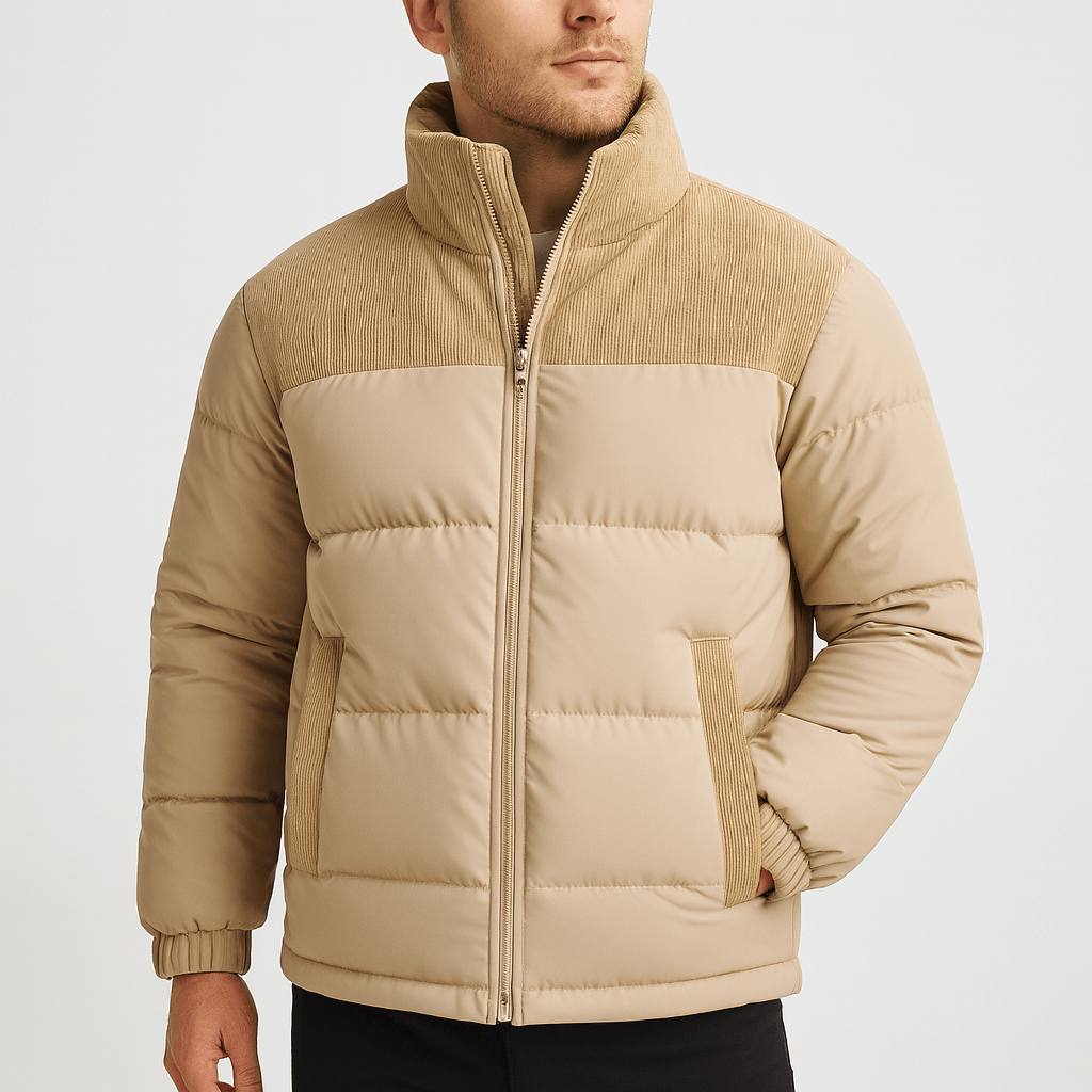 Stoneburry | Quilted insulation puffer jacket with corduroy yoke