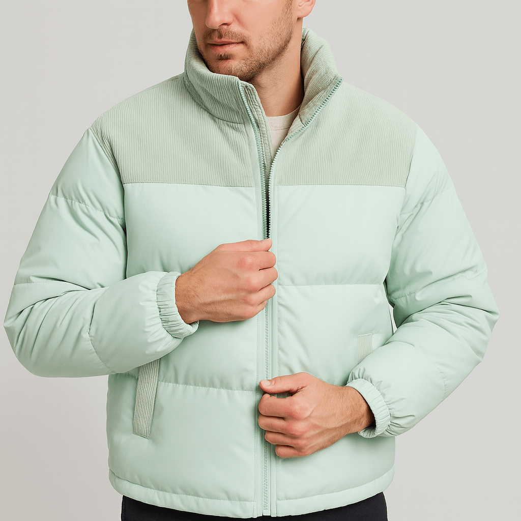 Stoneburry | Quilted insulation puffer jacket with corduroy yoke