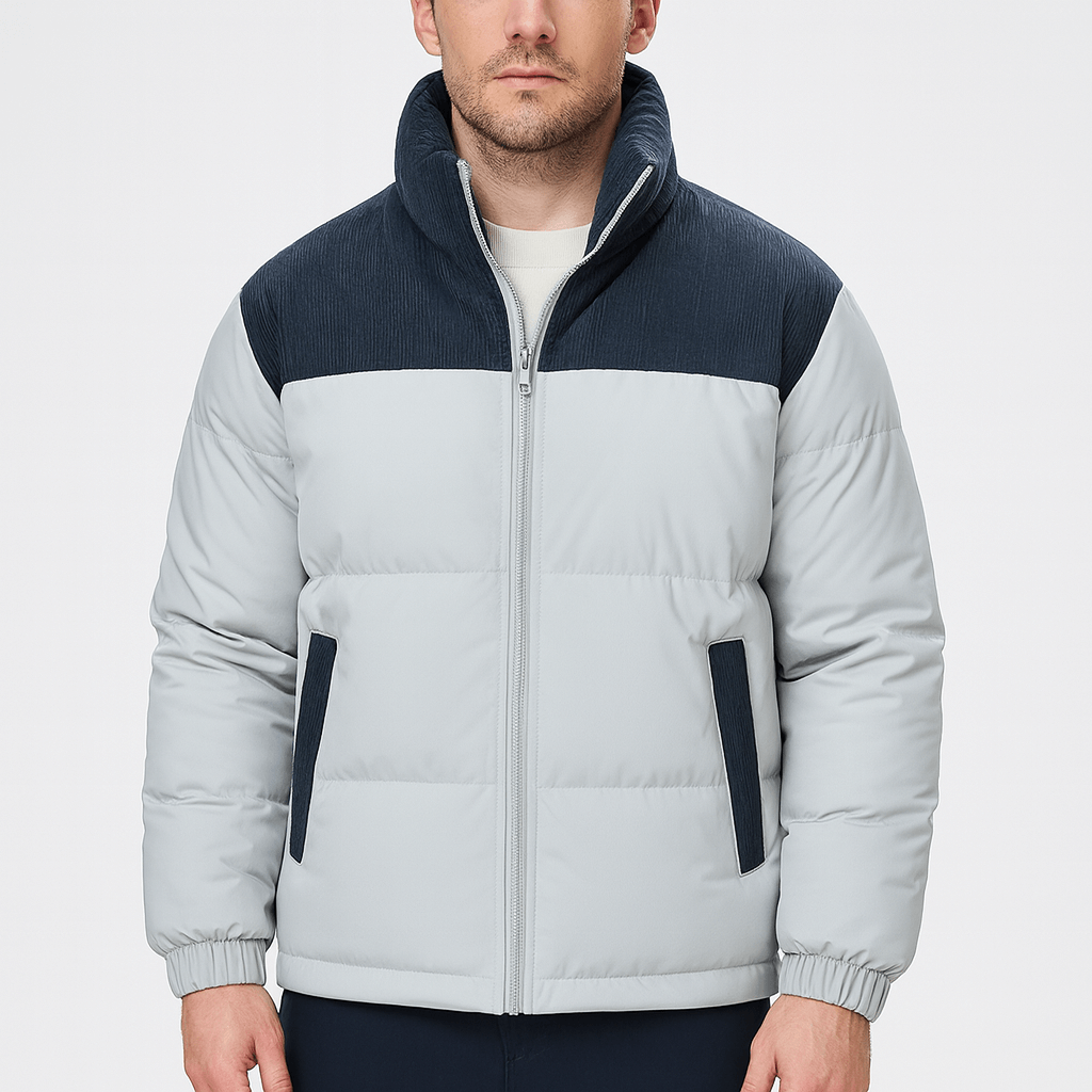 Stoneburry | Quilted insulation puffer jacket with corduroy yoke