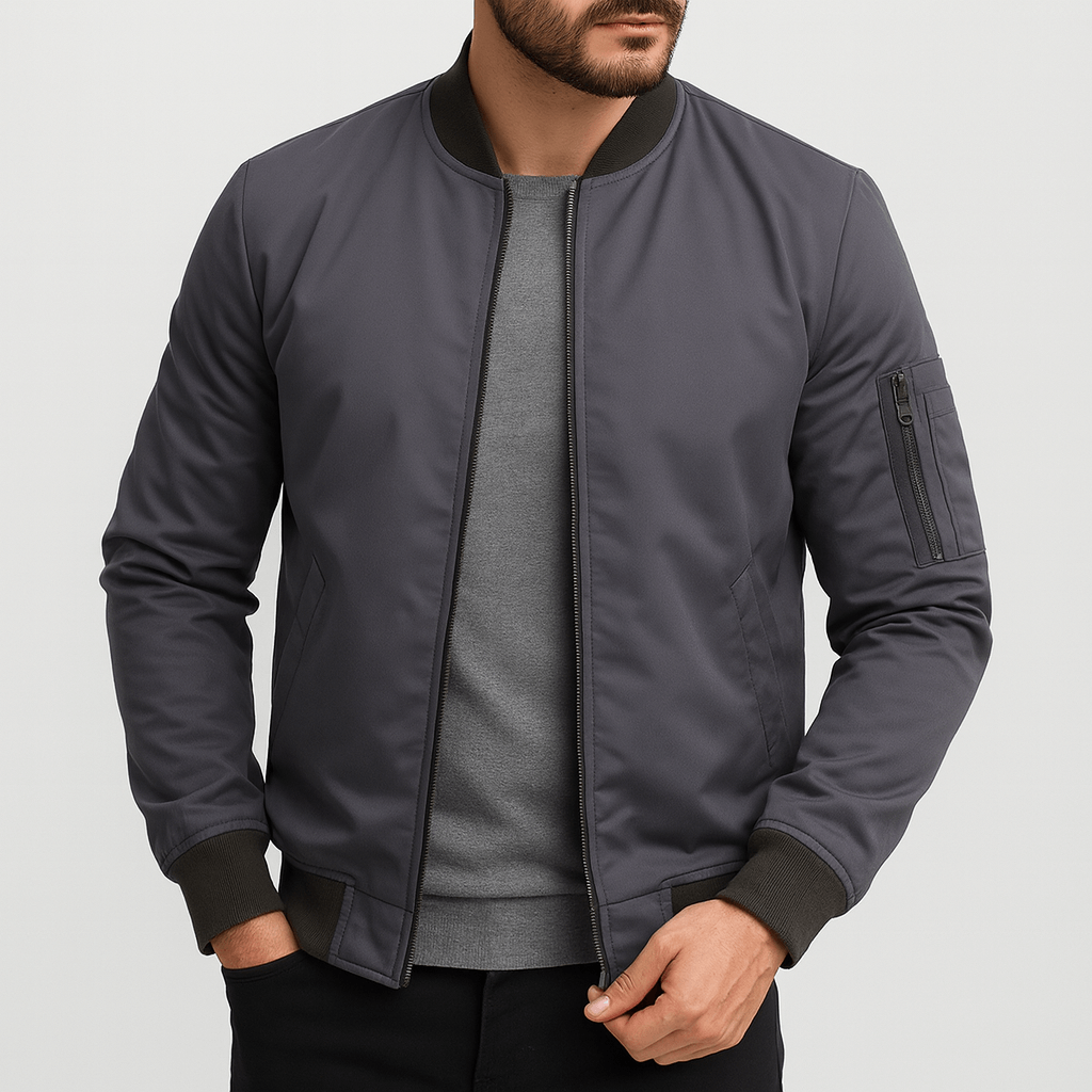 Stoneburry | Lightweight Bomber Jacket with Ribbed Trim