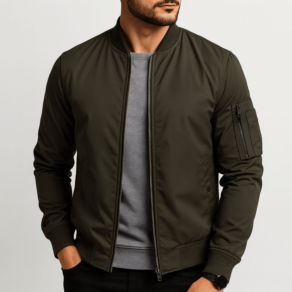 Stoneburry | Lightweight Bomber Jacket with Ribbed Trim