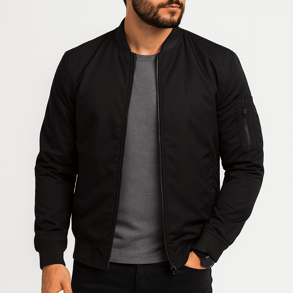 Stoneburry | Lightweight Bomber Jacket with Ribbed Trim