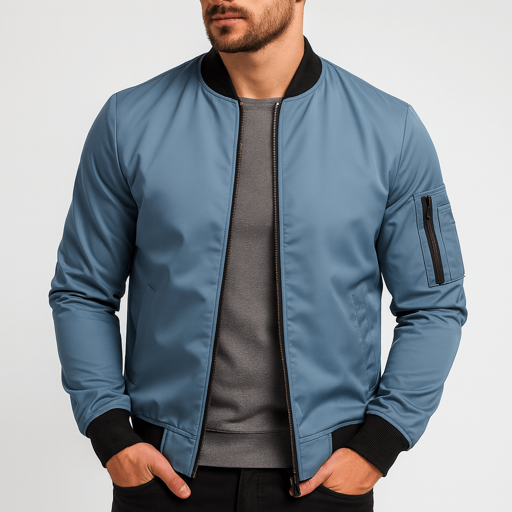 Stoneburry | Lightweight Bomber Jacket with Ribbed Trim