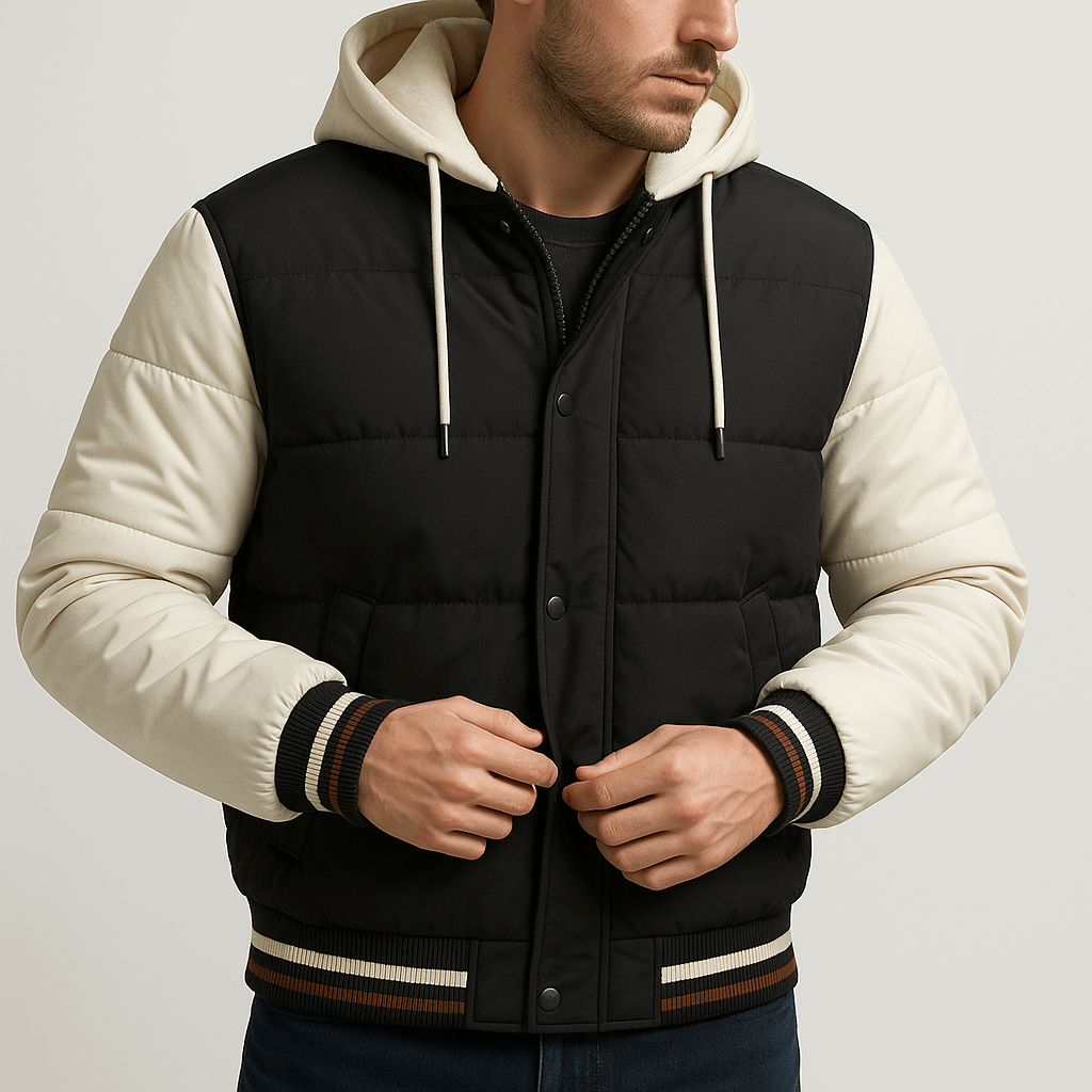 Stoneburry | Varsity puffer jacket with hood