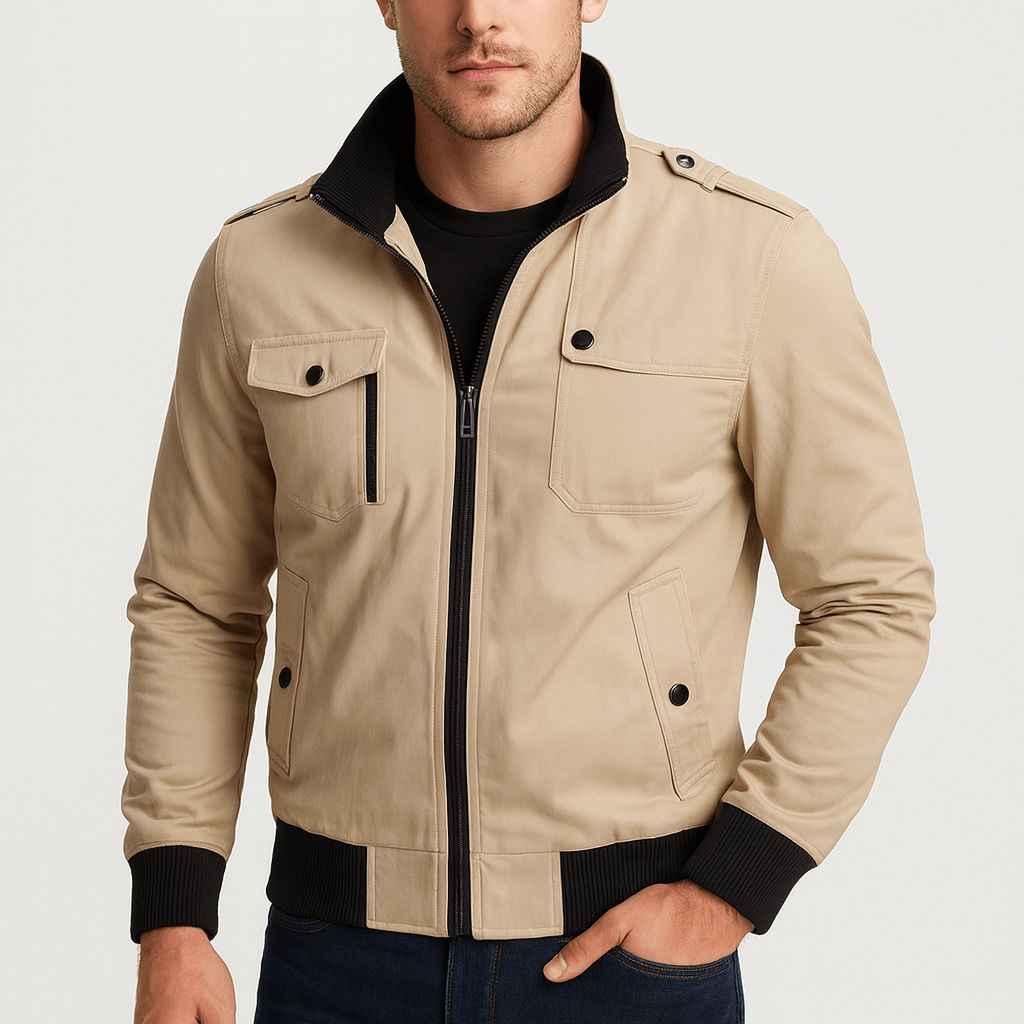 Stoneburry | Sleek silhouette bomber jacket with stand collar