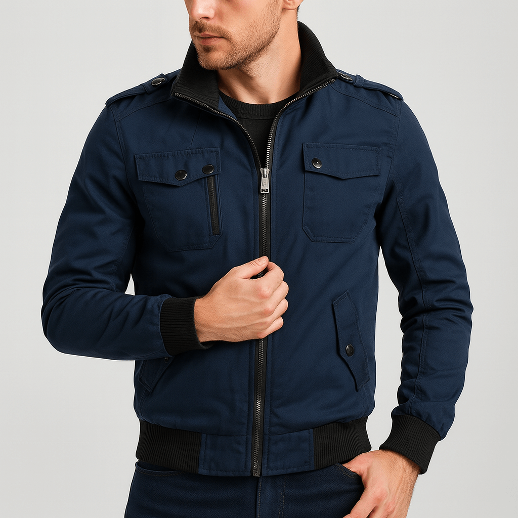 Stoneburry | Sleek silhouette bomber jacket with stand collar